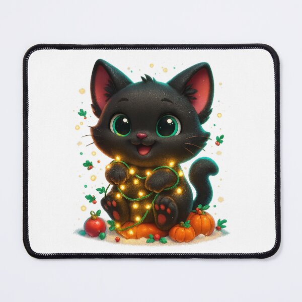 Item preview, Cute Cat Tangled in Christmas Fairy Lights designed and sold by PrintCreations9.