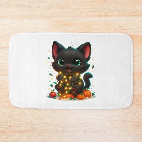 Item preview, Cute Cat Tangled in Christmas Fairy Lights designed and sold by PrintCreations9.