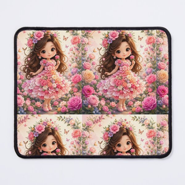 Item preview, Cute Floral Doll Girl – Whimsical Flower Princess Garden Art designed and sold by vinothmech53.