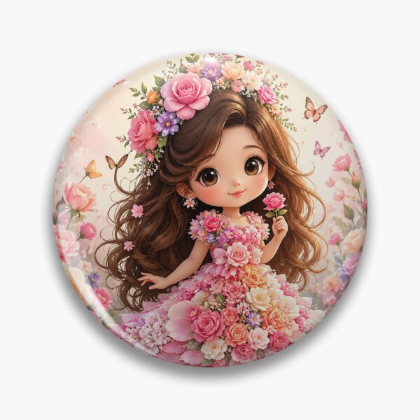 Item preview, Cute Floral Doll Girl – Whimsical Flower Princess Garden Art designed and sold by vinothmech53.