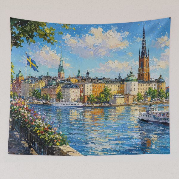 Item preview, A painting of Stockholm, Sweden – A Beautiful city in Europe. designed and sold by GalleryKauffeld.