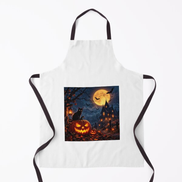 Item preview, Haunted House Black Cat Halloween Night designed and sold by ThilankaDesign.