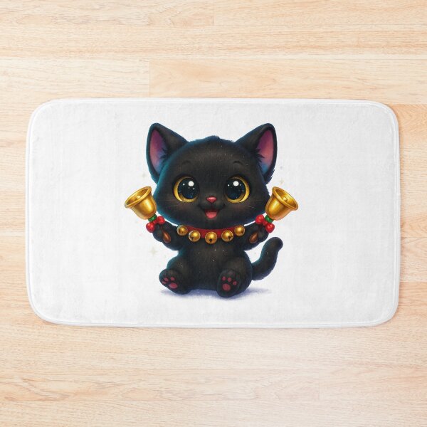 Item preview, Cute Christmas Cat with Jingle Bells designed and sold by PrintCreations9.