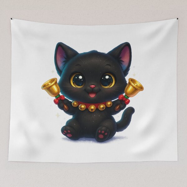 Item preview, Cute Christmas Cat with Jingle Bells designed and sold by PrintCreations9.
