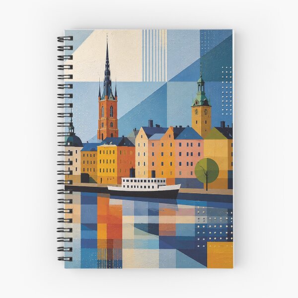 Item preview, A cubist painting of Stockholm, Sweden – A Beautiful city in Europe. designed and sold by GalleryKauffeld.