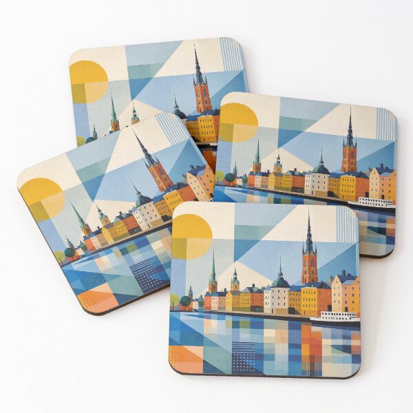 Item preview, A cubist painting of Stockholm, Sweden – A Beautiful city in Europe. designed and sold by GalleryKauffeld.