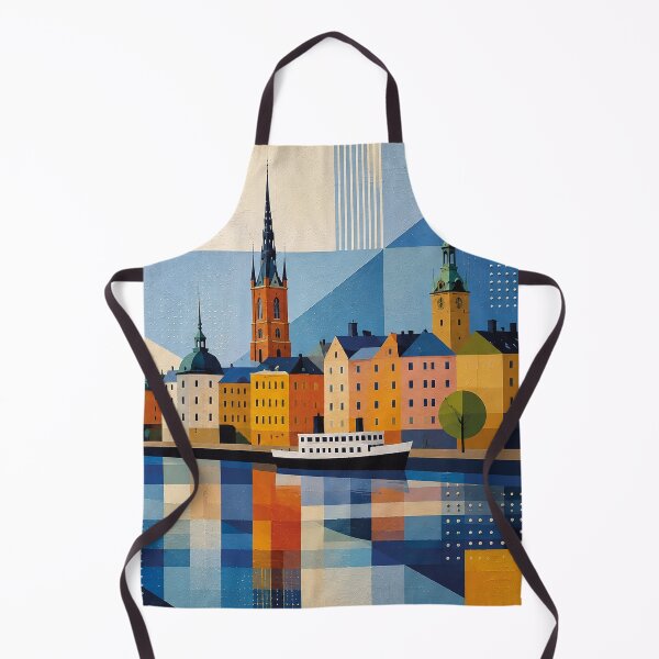 Item preview, A cubist painting of Stockholm, Sweden – A Beautiful city in Europe. designed and sold by GalleryKauffeld.