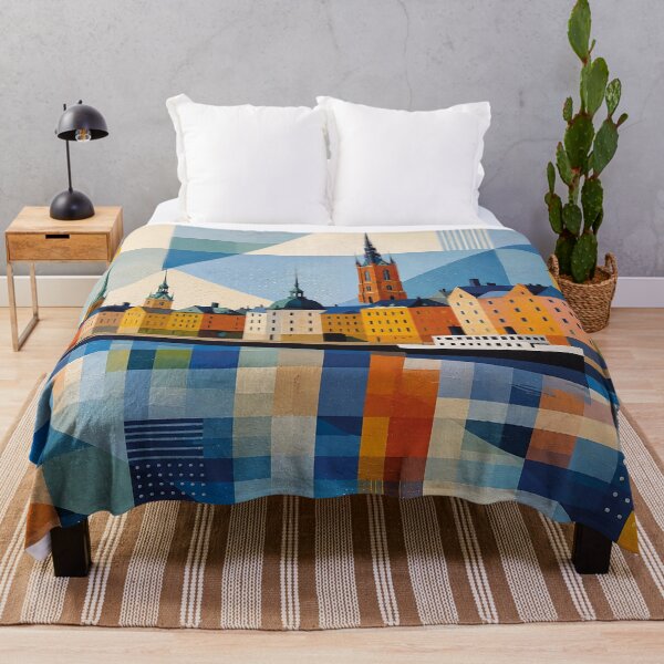 Item preview, A cubist painting of Stockholm, Sweden – A Beautiful city in Europe. designed and sold by GalleryKauffeld.
