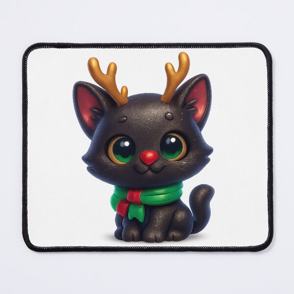 Item preview, Cute Christmas Cat with Reindeer Antlers and Red Nose designed and sold by PrintCreations9.