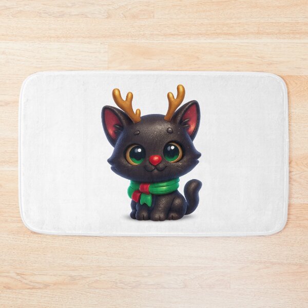 Item preview, Cute Christmas Cat with Reindeer Antlers and Red Nose designed and sold by PrintCreations9.