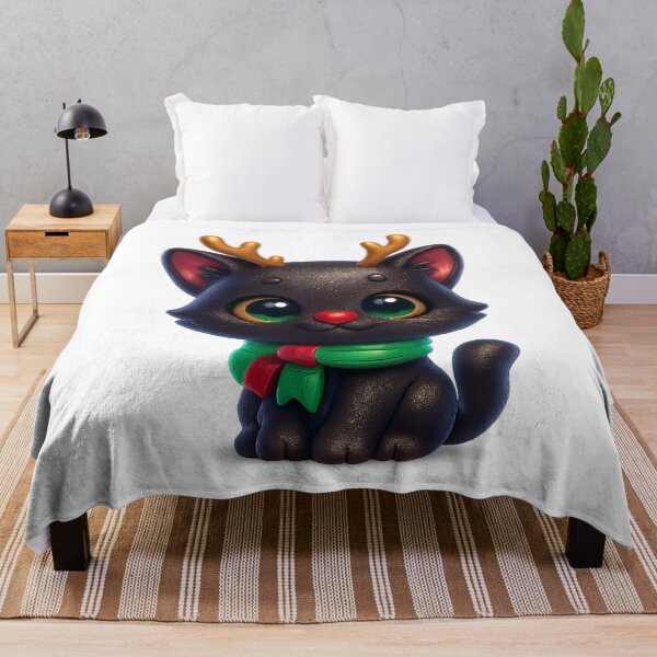 Item preview, Cute Christmas Cat with Reindeer Antlers and Red Nose designed and sold by PrintCreations9.