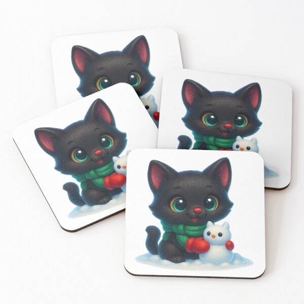 Item preview, Cute Cat Building a Snow Cat in Winter designed and sold by PrintCreations9.