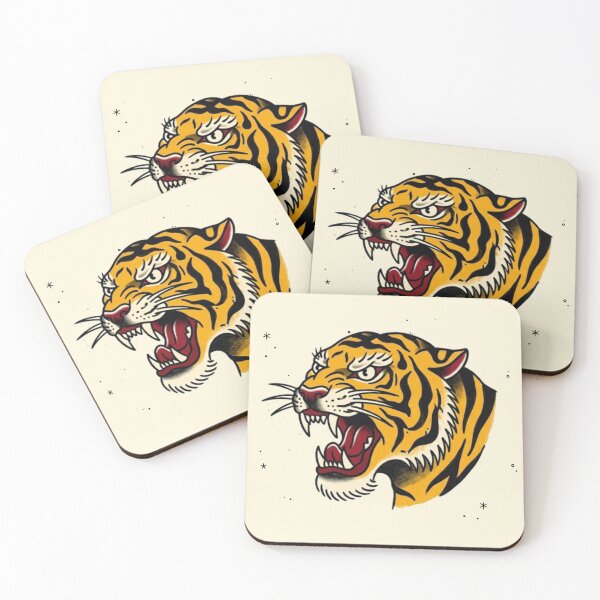 Item preview, Roaring Tiger Head American Traditional Tattoo Flash designed and sold by colourhaus.