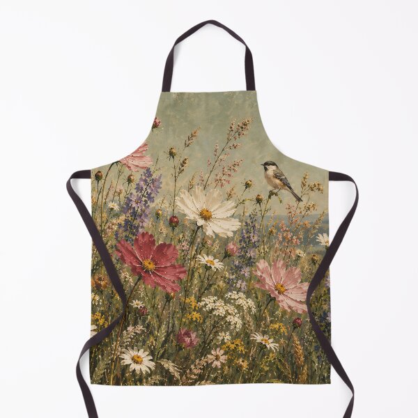 Item preview, Wildflower Meadow Oil Painting Birds Butterfly Cottagecore designed and sold by Jozefin's Studio.