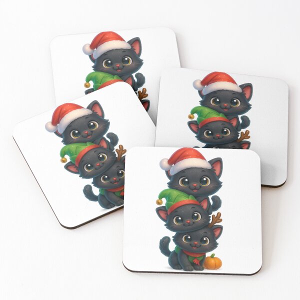 Item preview, Cute Christmas Kittens with Santa Elf and Reindeer Hats designed and sold by PrintCreations9.