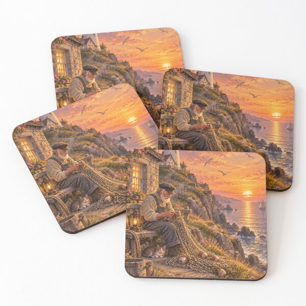 Item preview, Lighthouse on the Cliffs – Peaceful Coastal Sunset Art designed and sold by ArtAIStudio.