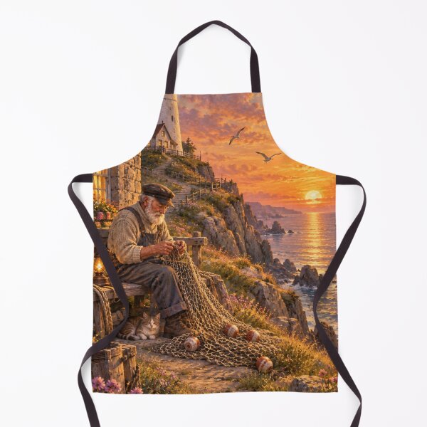 Item preview, Lighthouse on the Cliffs – Peaceful Coastal Sunset Art designed and sold by ArtAIStudio.
