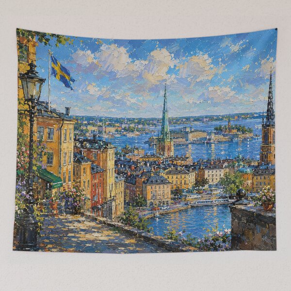 Item preview, Stockholm, Sweden – a painting of a summer day in this beautiful Scandinavian city. designed and sold by GalleryKauffeld.