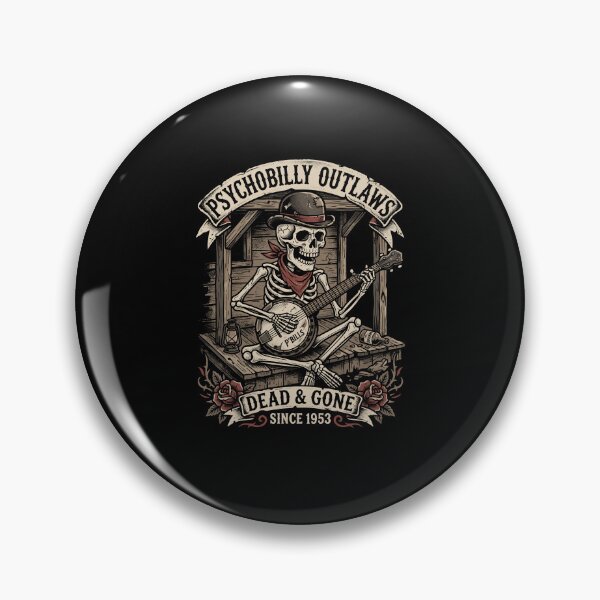 Item preview, Vintage Psychobilly Outlaw Skeleton Banjo Player – Retro Rockabilly & Gothic Western Music Art designed and sold by Designart68.