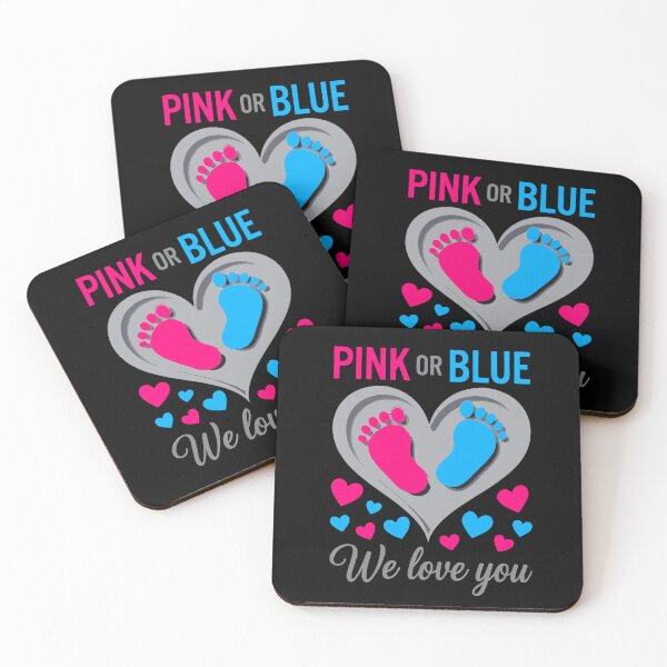 Item preview, Cute Gender Reveal Baby Footprints Pink or Blue We Love You Announcement – Retro Baby Shower & Expecting Parents Gift designed and sold by Designart68.