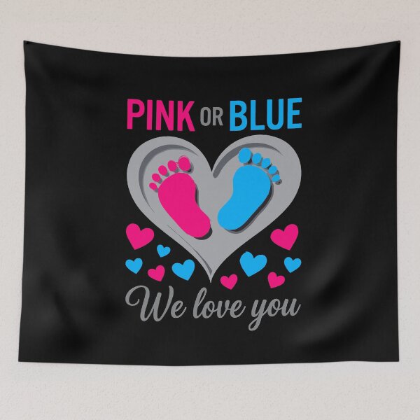 Item preview, Cute Gender Reveal Baby Footprints Pink or Blue We Love You Announcement – Retro Baby Shower & Expecting Parents Gift designed and sold by Designart68.