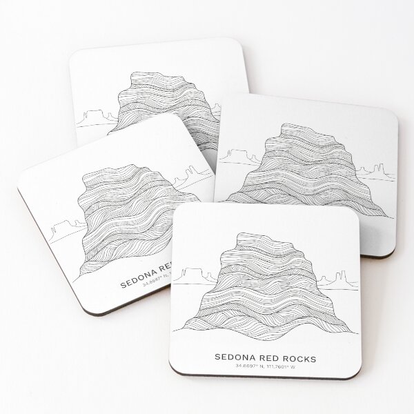 Item preview, Sedona Arizona Red Rocks Line Art Wilderness Coordinates Print Set designed and sold by OzzFrequency.