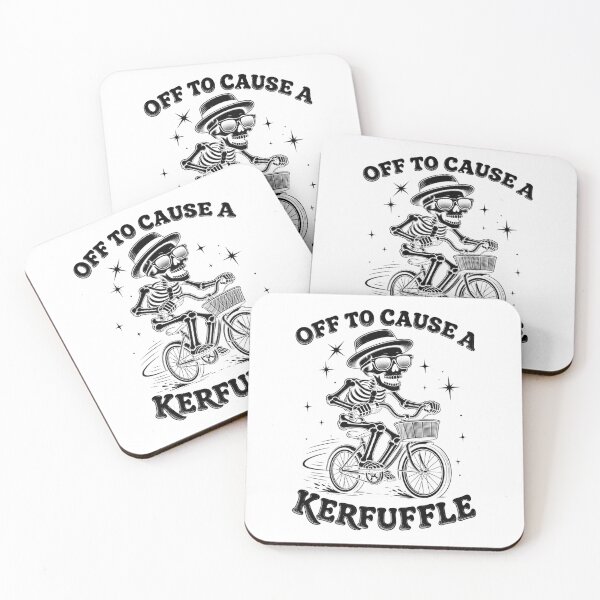 Item preview, Off To Cause A Kerfuffle Funny Skeleton Riding Bicycle Halloween designed and sold by elkotbey.