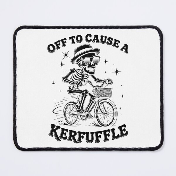 Item preview, Off To Cause A Kerfuffle Funny Skeleton Riding Bicycle Halloween designed and sold by elkotbey.