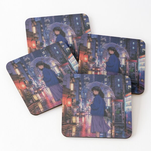 Item preview, Rainy Night Tokyo Street Anime Girl designed and sold by vekotpu.