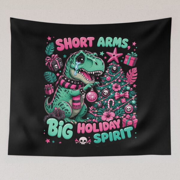 Item preview, Short Arms Big Holiday Spirit Funny T-Rex Christmas Tee designed and sold by Design Vibras.