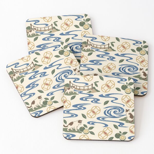 Item preview, Tokushima Cats Japanese Indigo Pattern designed and sold by DAYAMA Japan.