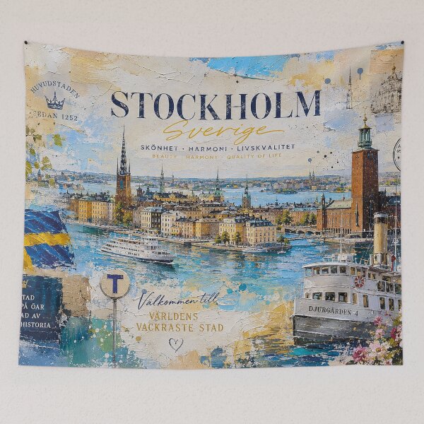 Item preview, Stockholm Postcard painting, Sweden – A Beautiful city in Europe. designed and sold by GalleryKauffeld.
