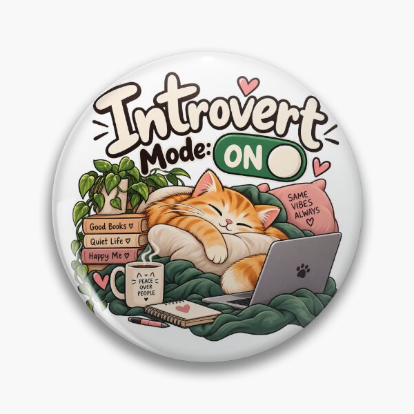 Item preview, Introvert Mode: On cute ginger cat designed and sold by Moodmercher.