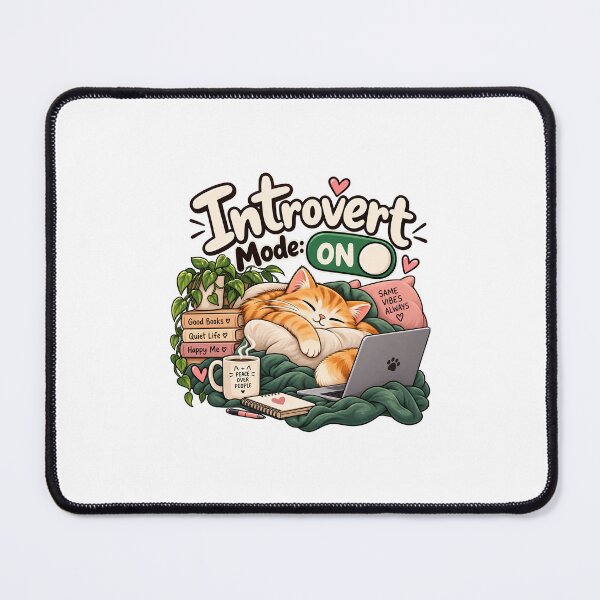 Item preview, Introvert Mode: On cute ginger cat designed and sold by Moodmercher.