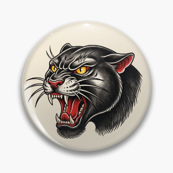 Item preview, Snarling Black Panther Head American Traditional Tattoo Flash designed and sold by colourhaus.