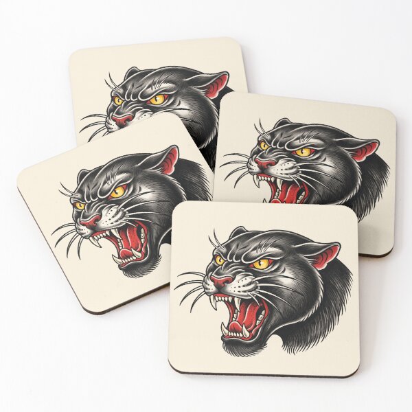 Item preview, Snarling Black Panther Head American Traditional Tattoo Flash designed and sold by colourhaus.