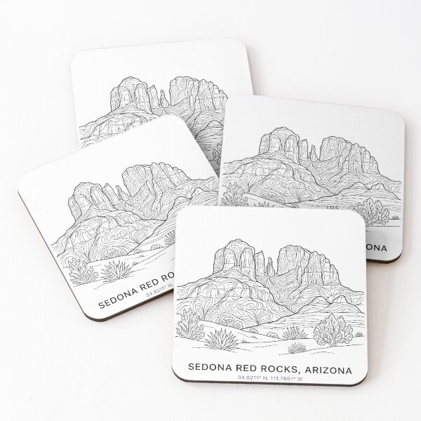 Item preview, Sedona Arizona Red Rocks Line Art Wilderness Coordinates Print Set designed and sold by OzzFrequency.
