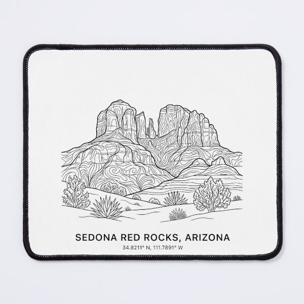 Item preview, Sedona Arizona Red Rocks Line Art Wilderness Coordinates Print Set designed and sold by OzzFrequency.