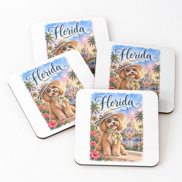 Item preview, Florida Cockapoo Dog Poster Whimsical Watercolor  designed and sold by TravelMarvel.
