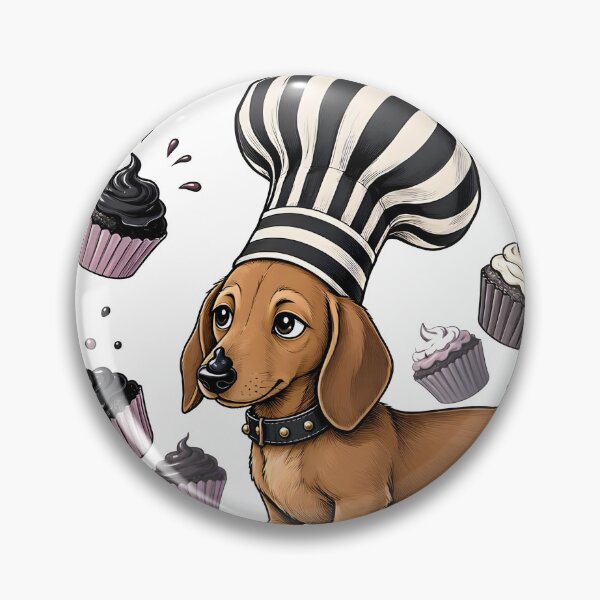 Item preview, Gothic Dachshund Baker Puppy with Flying Pastel Cupcakes designed and sold by CraftyValley.