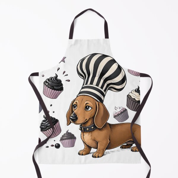 Item preview, Gothic Dachshund Baker Puppy with Flying Pastel Cupcakes designed and sold by CraftyValley.