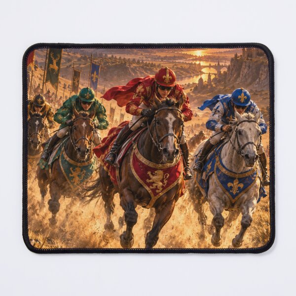 Item preview, Sunset Heralds: Horse Racing Through the Valley designed and sold by ArtAIStudio.
