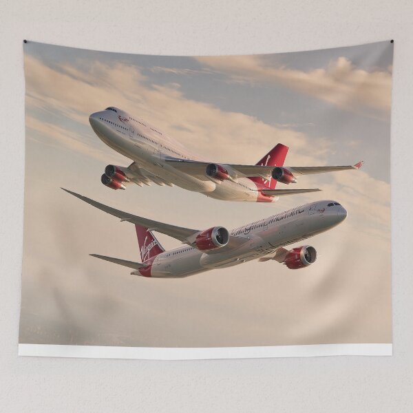 Item preview, Virgin Atlantic 747 And Dreamliner Skies Illustration  designed and sold by Skyframe Aviation.