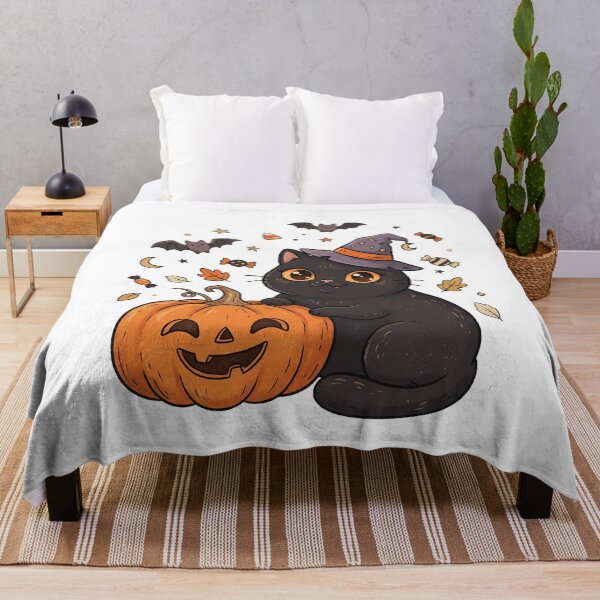 Item preview, Cute Halloween Black Cat & Pumpkin / Cat in Pumpkin / Kawaii Cat designed and sold by VibranPalette.