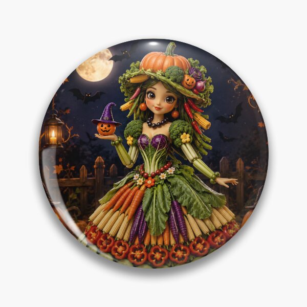 Item preview, Halloween Vegetable Princess – Cute Veggie Queen in Spooky Garden designed and sold by vinothmech53.