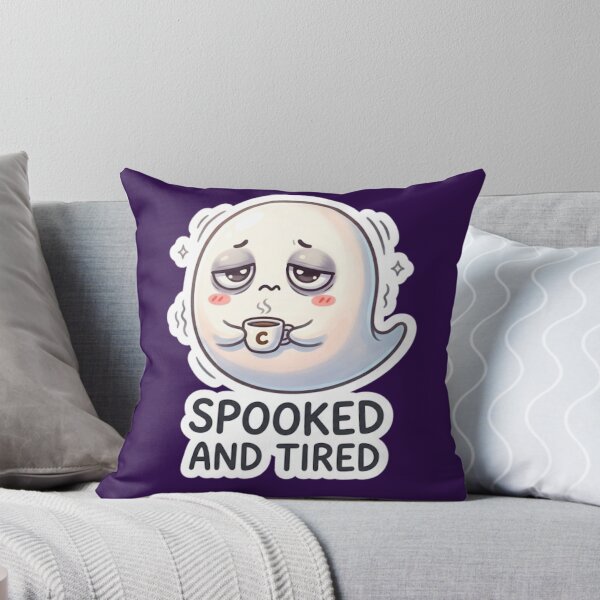 Item preview, Spooked and Tired Cute Halloween Ghost Sticker designed and sold by Cerys-GS.