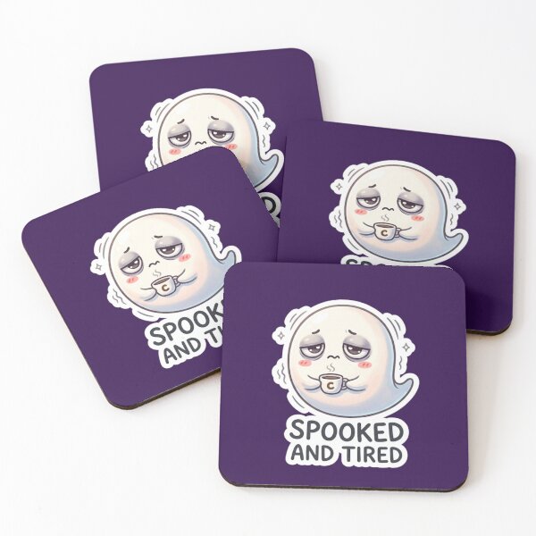 Item preview, Spooked and Tired Cute Halloween Ghost Sticker designed and sold by Cerys-GS.