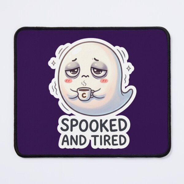 Item preview, Spooked and Tired Cute Halloween Ghost Sticker designed and sold by Cerys-GS.