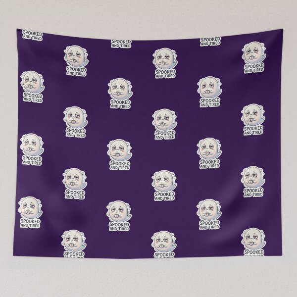 Item preview, Spooked and Tired Cute Halloween Ghost Sticker designed and sold by Cerys-GS.