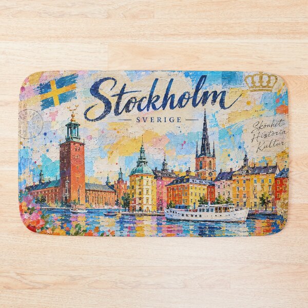 Item preview, Stockholm Postcard painting, Sweden – A Beautiful city in Europe. designed and sold by GalleryKauffeld.